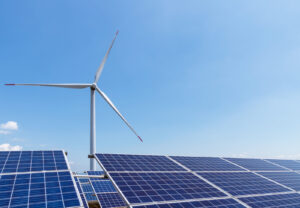 Windmolen en zonnepanelenpark